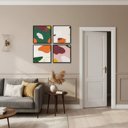 Abstract Colorful Memphis Design (4Panel) Wall Art