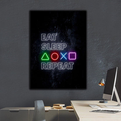 "Eat Sleep Repeat Motivational Canvas | Wall Art