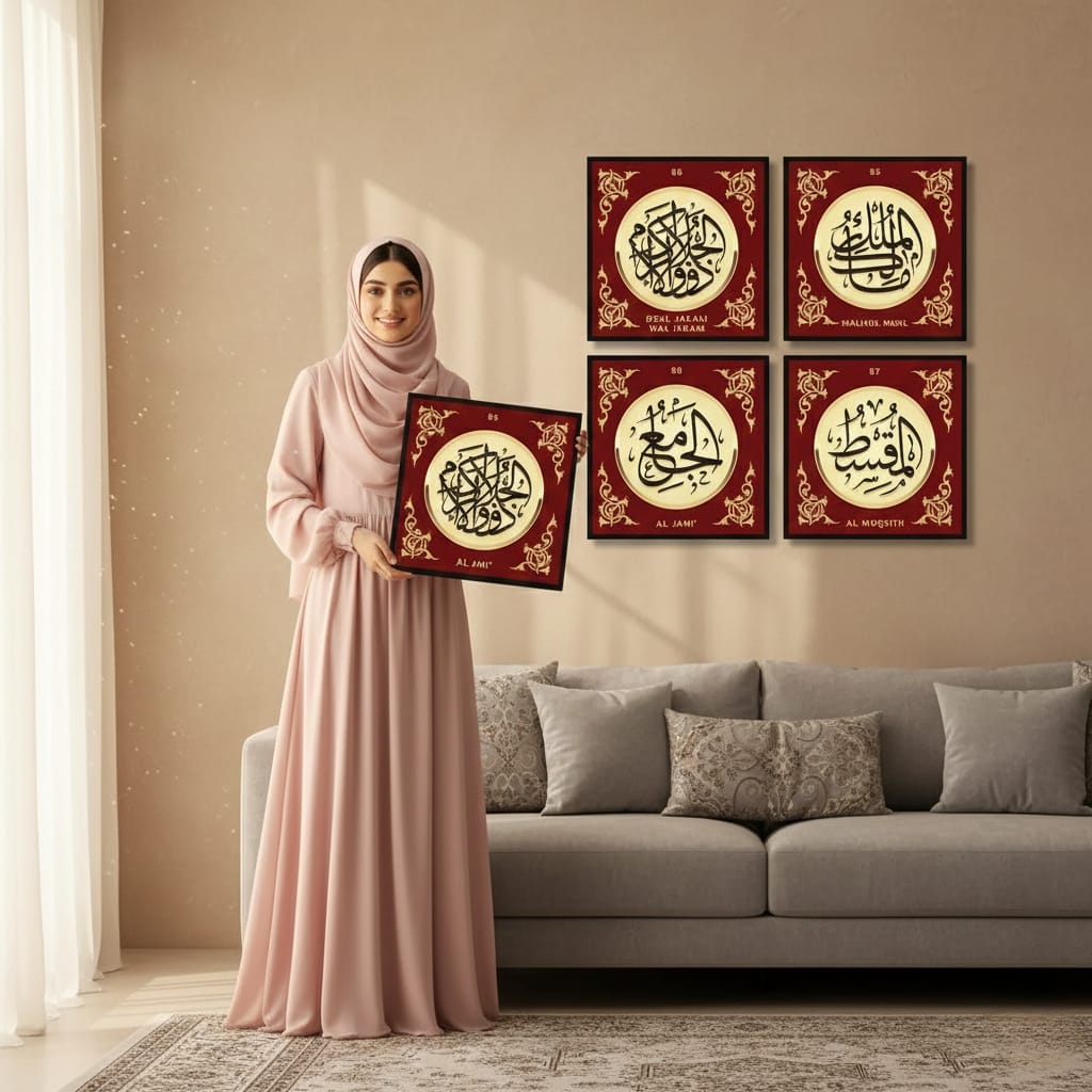 4 Names of Allah (4panel) Wall Art