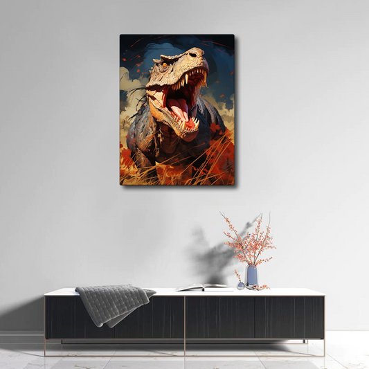 A Fierce Dinosaur roars Canvas Frames Wall Art