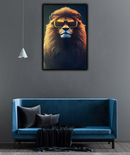 A Lion wearing sun glasses | Wall Art