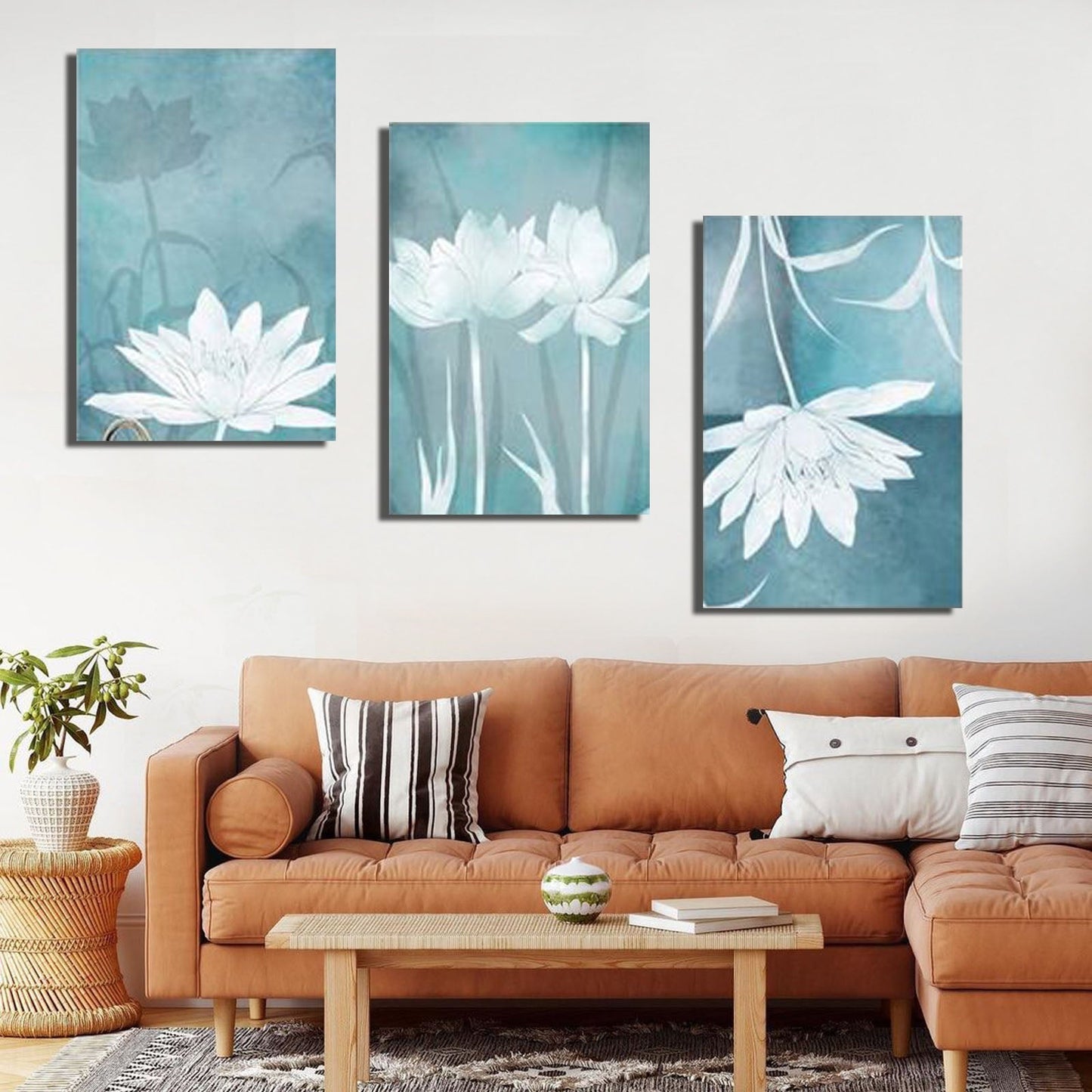 Abstract Blue Flower (3panel0 | Wall Art