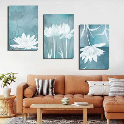 Abstract Blue Flower (3panel0 | Wall Art