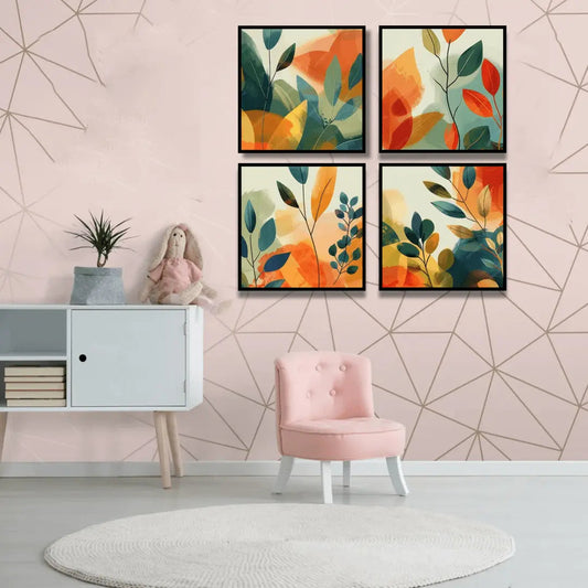 Autumn Leaves Triptych Design (4Panel) Wall Art