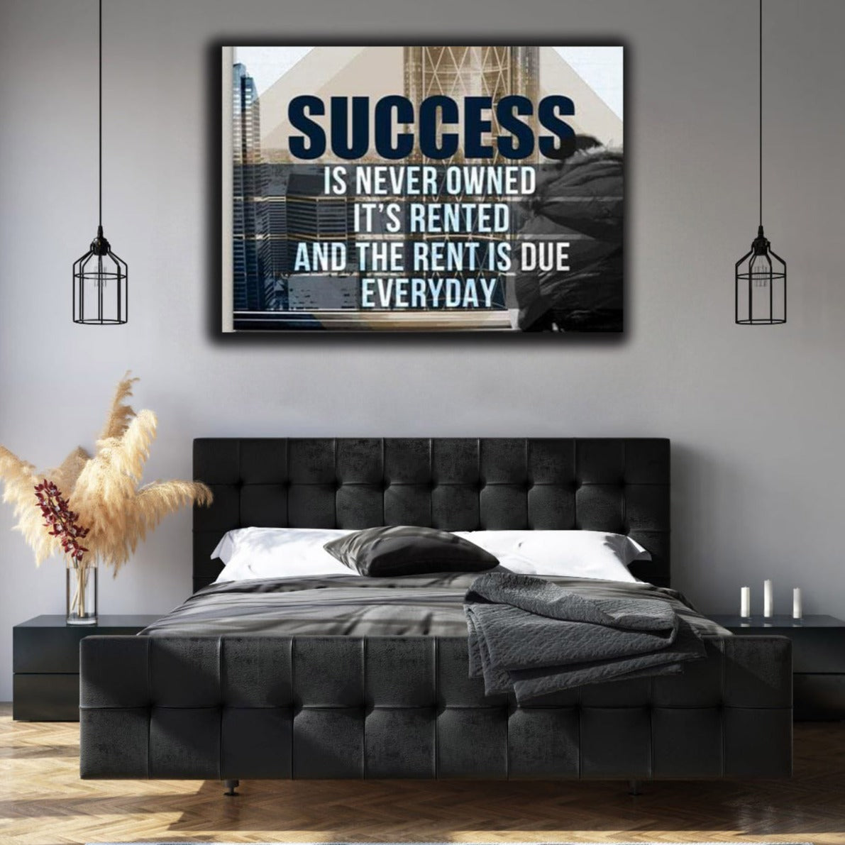 "Success Is Never Owned, It Is Rented" Motivational Canvas | Wall Art