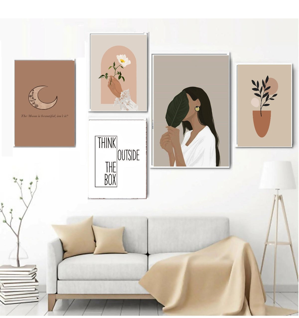 Abstract Girls Room Aesthetic Frame set, Boho Style Room Decor