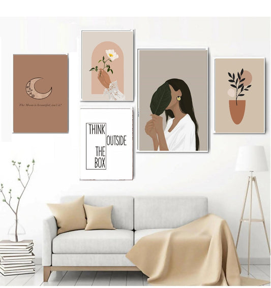 Abstract Girls Room Aesthetic Frame set, Boho Style Room Decor