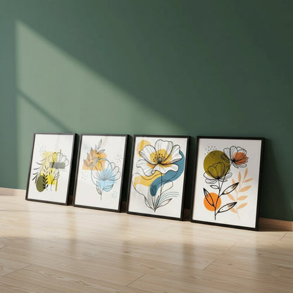 Abstract Colorful Floral Beauty (4panel) Wall Art