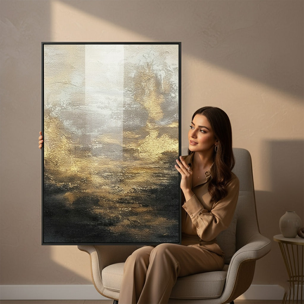Abstract Golden Sunrise Canvas Wall Art