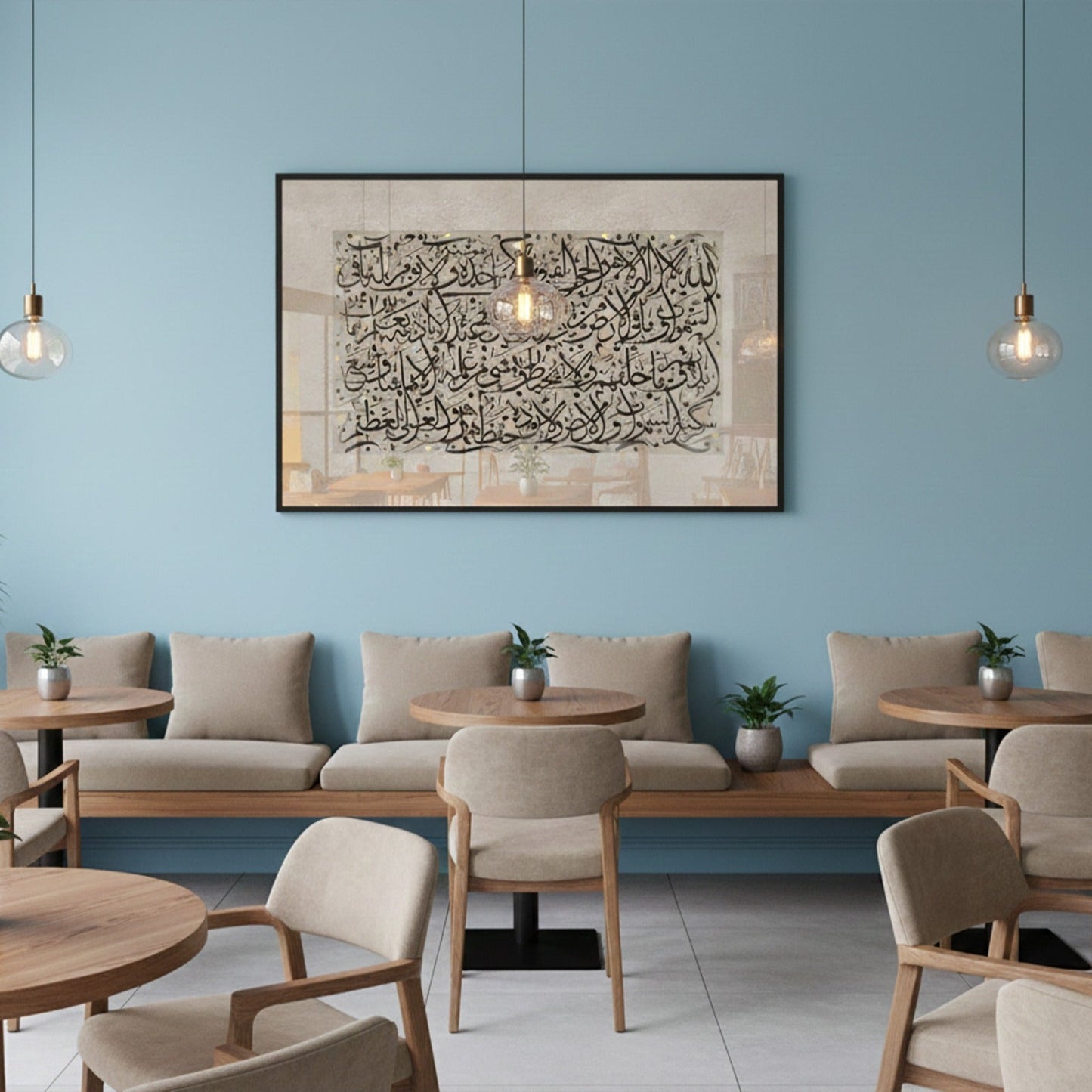 Ayatul Kursi Calligraphy Art – Black on Beige